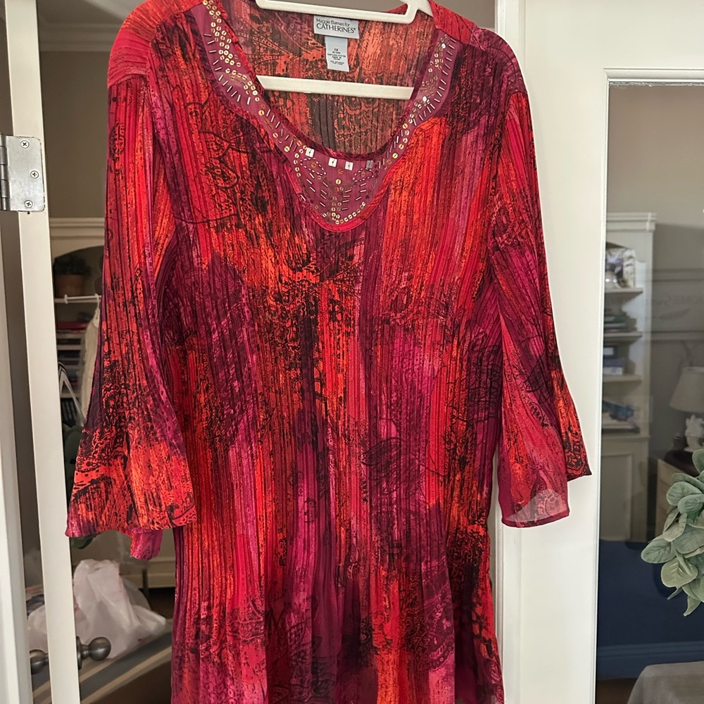 Catherines Vibrant Red and Pink Tunic